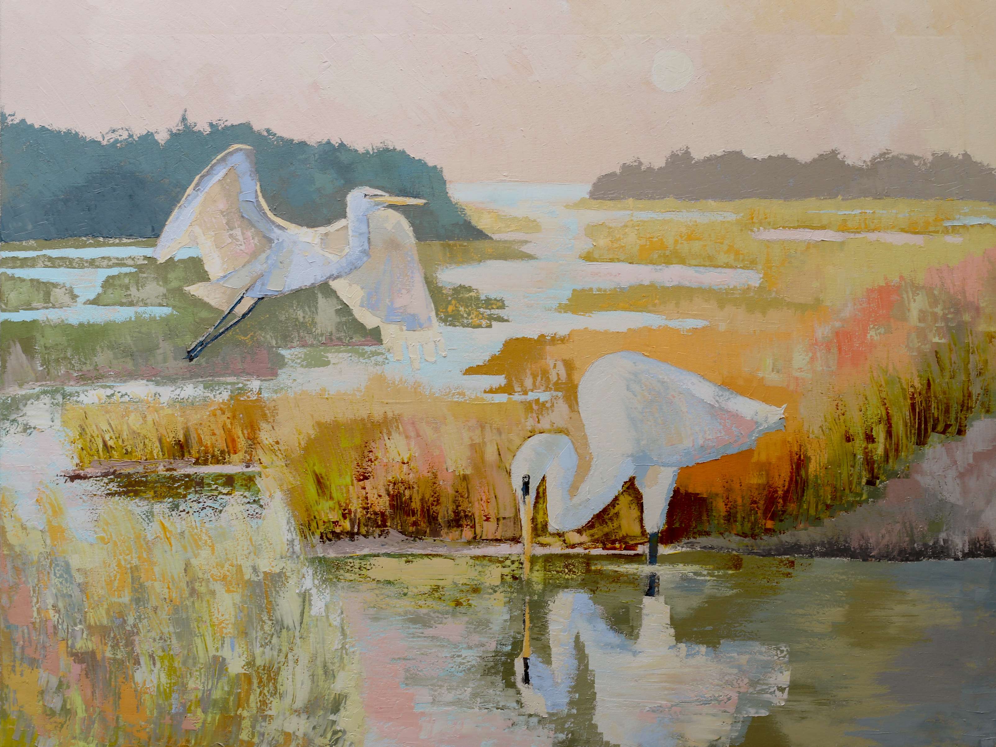 Egret on Salt Marsh
