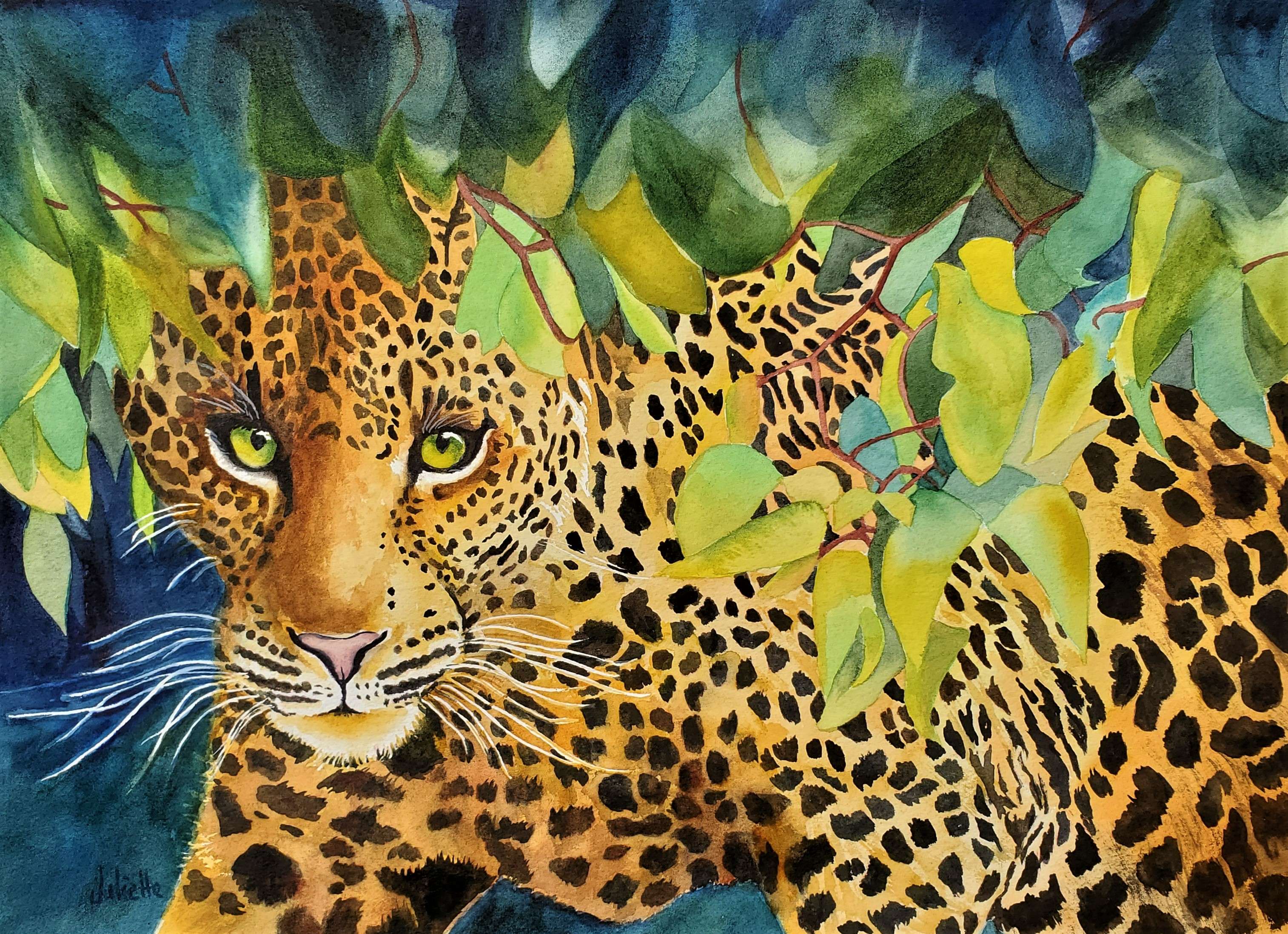 Leopard in the leaves